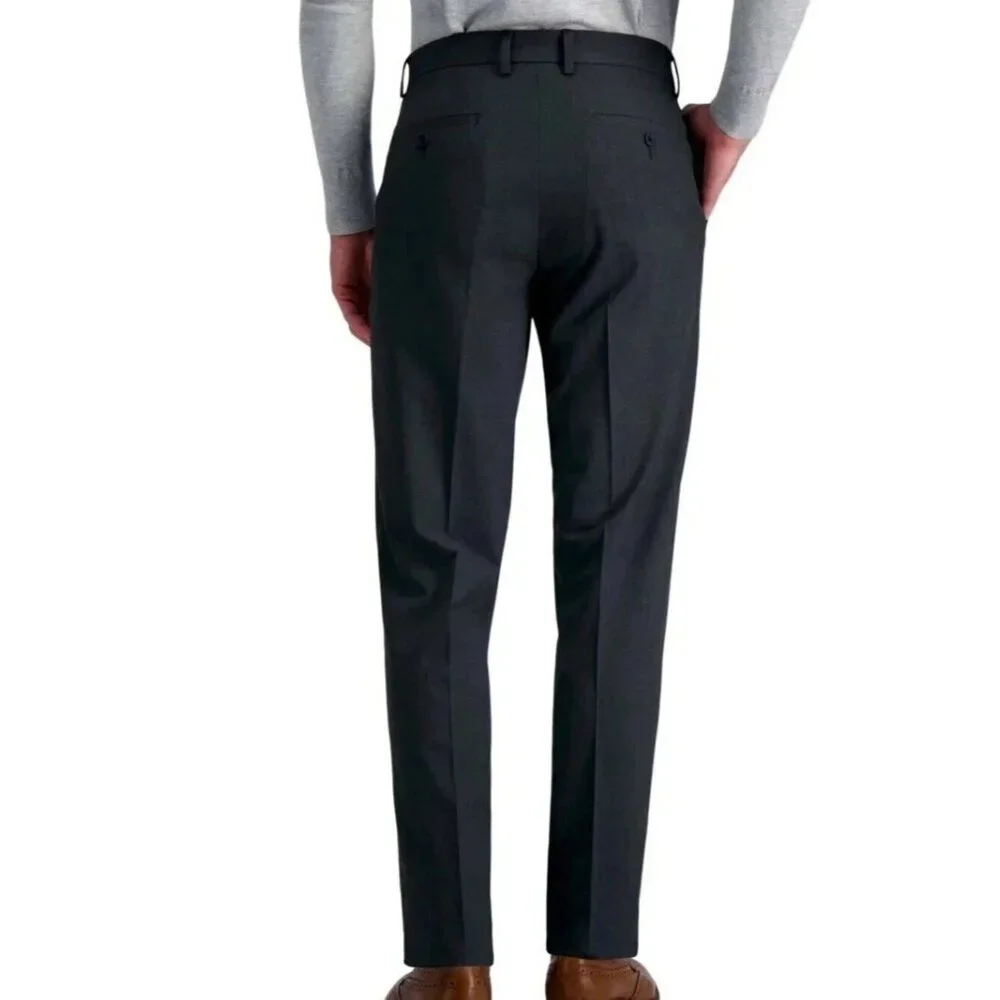NWT Haggar Men's Pants 34x34 Dark Gray Flex Slim-Straight Dress Pants
